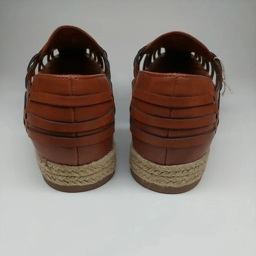 Sam & Libby Asha woven Espadrille Sandal leather flats slip-on Bohemian 9 New